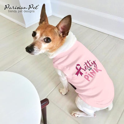 Parisian Pet Dog Shirt – 100% Cotton Shirts for Small Dogs – Trendy Pretty in Pink Sleeveless Puppy Clothes – Soft Breathable Girl Dog Clothes - Stretchy Pet Apparel - Summer Tshirts for Dogs