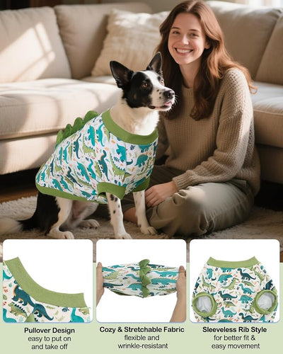 CuteBone Dinosaur Costume Dog Shirt, Stretchy Velvet T-Shirt Clothes for Large Dogs, Soft & Breathable Pet Tee Outfit Pitbull Apparel for Daily Wear, Cozy Pullover Design Big Dog Fashion COSBX03-3XL