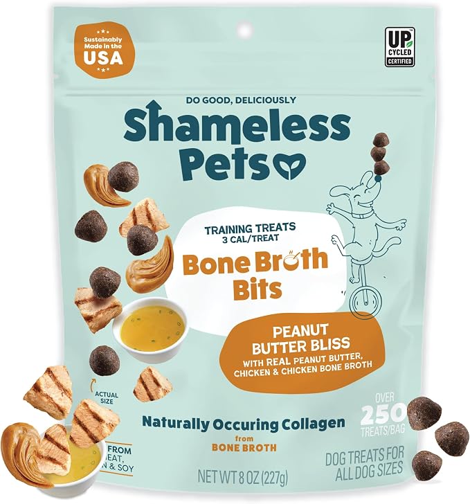 Bone Broth Dog Training Treats – Soft, Natural Puppy & Dog Treats with Collagen – Healthy, Low-Calorie Training Chews for Small, Medium & Large Dogs - 8oz (Pack of 1)