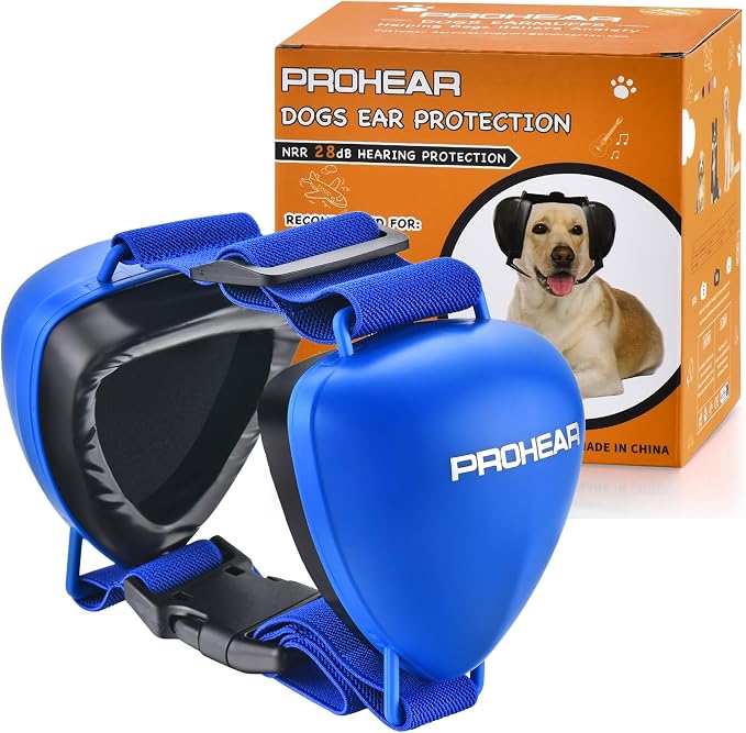 Ungrade GEL Pads Dog Ear Muffs Hearing Protection for Dogs, NRR 28dB for Thunder, Hunting, Tourism,Medium - Blue