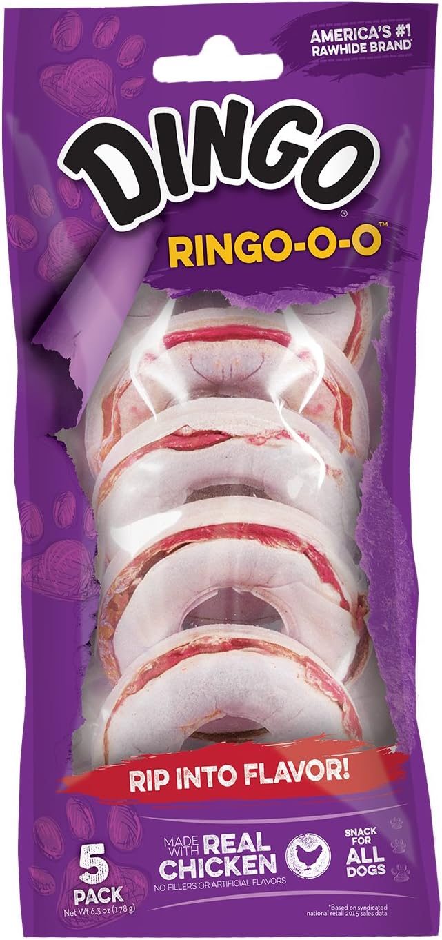 Ringo-o-o 5 Count, Ring-Shaped, Rawhide Chew For All Dogs