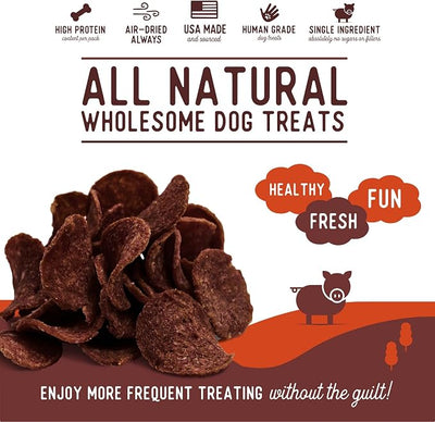 Beg & Barker Pork Chips for Dogs (8 Ounce, Pack of 1) - Single Ingredient Dog Treats Made for Large & Small Dogs Protein Human Grade Dog Treats Made from Real Meat Pork, Made in USA