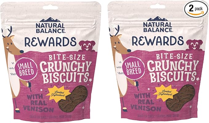 Natural Balance L.I.T. Sweet Potato and Venison Formula Dog Treats, Small Breed, 16-Ounce (2 Packs 8-Ounce each)