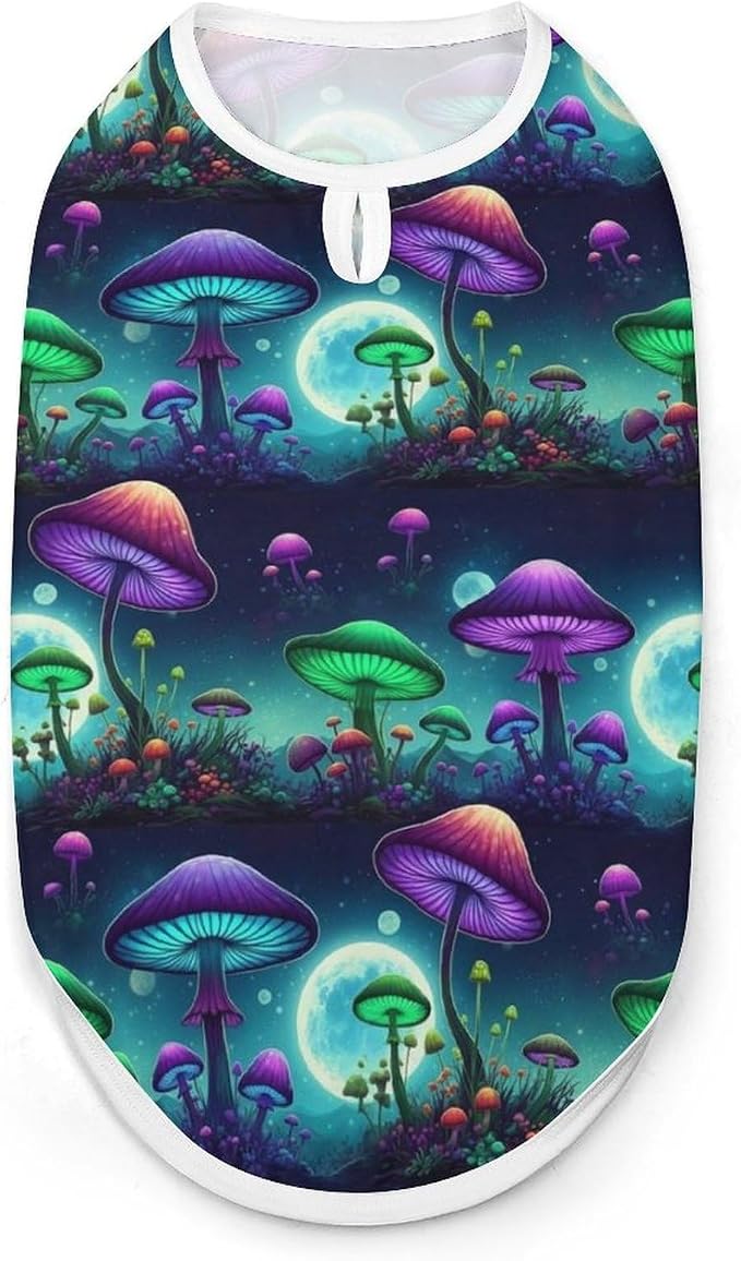 Fitted Pet Vest for Dogs, Puppy Sleeveless Shirt Trippy Mushroom World, Breathable Daily & Outdoor Pet Wear, Large