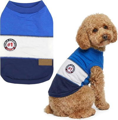 Parisian Pet World Champion Dog Tank Top - Breathable Cotton Pet Apparel - Blue Puppy Clothes - Lightweight Doggie T Shirts for Dogs - Comfortable Sporty Dog Clothes - Summer Shirts for Large Dogs