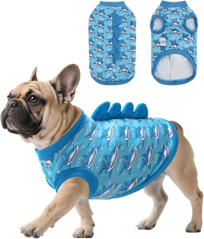 CuteBone Dinosaur Costume Dog Shirt, Stretchy Velvet T-Shirt Clothes for Medium Dogs, Soft & Breathable Pet Tee Outfit Frenchie Apparel for Daily Wear, Cozy Pullover Design Puppy Fashion COSBX04XL