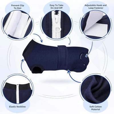 Lukovee Recovery Suit for Dogs, Zipper-On Onesie for Female Male Dog, Abdominal Wounds Cone E-Collar Alternative, Prevent Licking Spay (L, DBL)