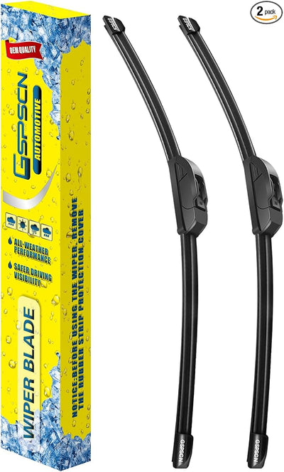 GSPSCN 26" + 16" Windshield Wiper Blades Metal Base 2X Lifespan (2 Pack) | Streak-Free Enhanced Visibility All Weather Durable Premium Natural Rubber Low-decibel quiet Wipers Set OEM Quality