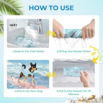 Dog Cooling Shirts, Uadonile 2pcs Dog Summer Clothes Pet Hawaiian Vest Breathable Lightweight Quick Dry, Doggie Cooling T-Shirts for Beach, Hiking, Walking, 2pack (Star, XS)