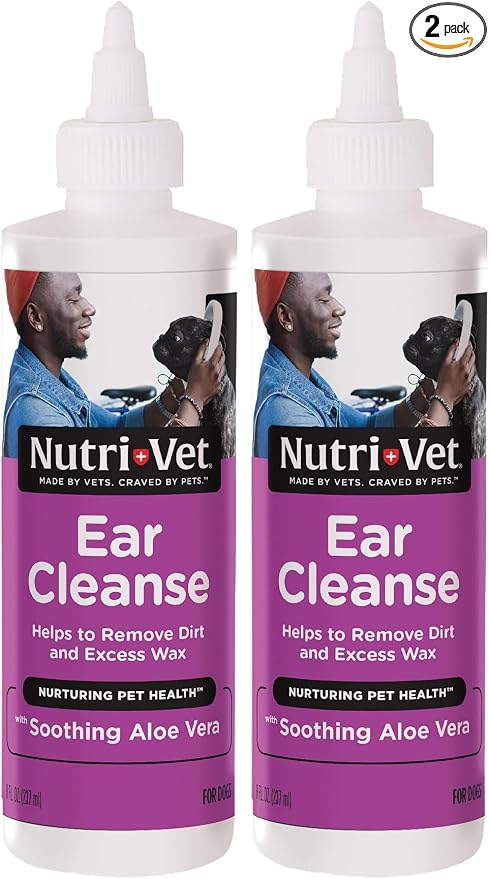 Ear Cleanse for Dogs, Liquid Ear Cleanser with Soothing Aloe & Salicylic Acid, Removes & Cleans Wax,Dirt,and Debris,Deodorizes,and Itch Relief, Gentle Veterinarian Formulated,8oz,(Pack of 2)