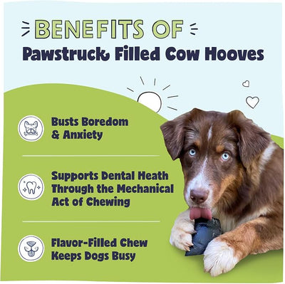 Pawstruck Peanut Butter Filled Cow Hooves for Dogs – Made in USA,Long-Lasting Dental Treats and Chews – Beef Hoof– Packaging May Vary,5 Count (Pack of 2)