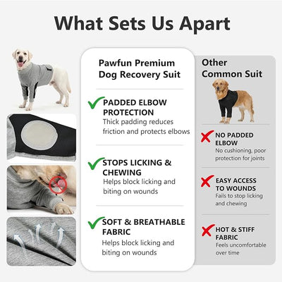 Dog Recovery Suit for Front Legs, Dog Elbow Protector with Padded Elbow Coverage to Stop Licking, Front Leg Sleeve for Hot Spots, Wounds, Hygroma, Calluses & Post-Surgery Care,Grey,M