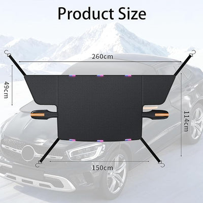 Windshield Cover for Ice and Snow, Winter Summer Sunshade with Thickened 600D Oxford Fabric, Universal Car Frost Shield Snow Cover Windshield Protector Yellow Earmuffs with Four Straps