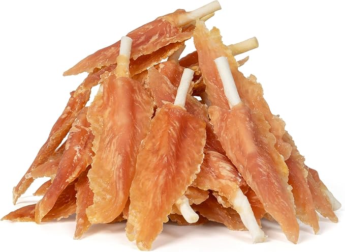 MON2SUN Dog Treats, 40 Count, 4–4.5 Inch Chicken Wrapped Rawhide Sticks, Triangle Shape Chews for Small Dogs & Puppies, 18.34 oz