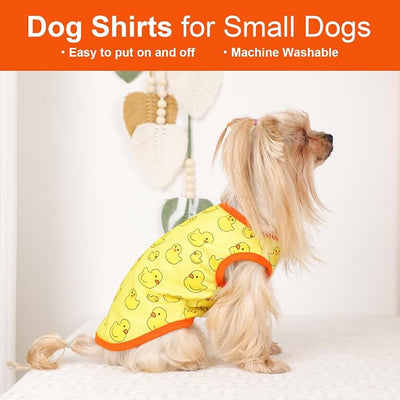 Dog Shirt Vest Dog Clothes for Small Dogs Boy Girl Stretchy Summer Puppy T-Shirts Soft Breathable Lightweight Puppy Sweatshirt Pet Cat Outfit (Yellow Duck, Small)