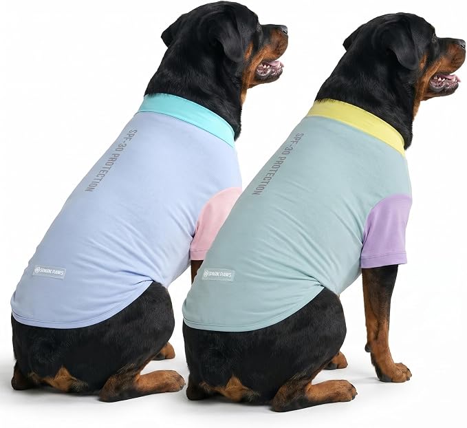 Spark Paws Sunblock Dog T-Shirt, SPF30 Protection, Lightweight Breathable Quick Dry for Dogs with Sensitive Skin - Breeze & Sorbet (Set of 2) - Size 4XL