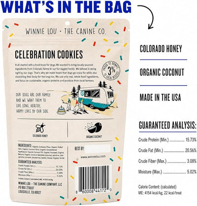 Winnie Lou Organic Dog Treats – Natural Dog Biscuits, USA Made, Organic Ingredients, Clean, Sensative Stomach, Small and Large Breed, High Protein, Hypoallergenic, Celebration Cookies (Pack of 2)