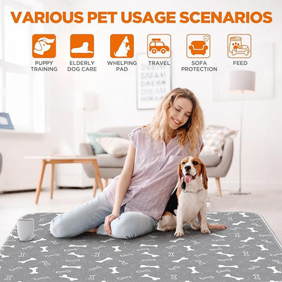 Washable Pee Pads for Dogs,2 Pack 48"x60" Reusable Puppy Training Pads, Ultra-Absorbent and Leak-Proof Whelping Pads , Extra Large Potty Playpen Mat for Incontinence, Housebreak, Crate