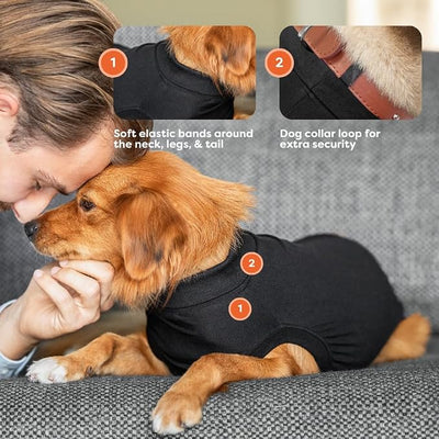 Suitical Recovery Suit for Dogs - Dog Surgery Recovery Suit with Clip-Up System - Breathable Fabric for Spay, Neuter, Skin Conditions, Incontinence - XXL, Black