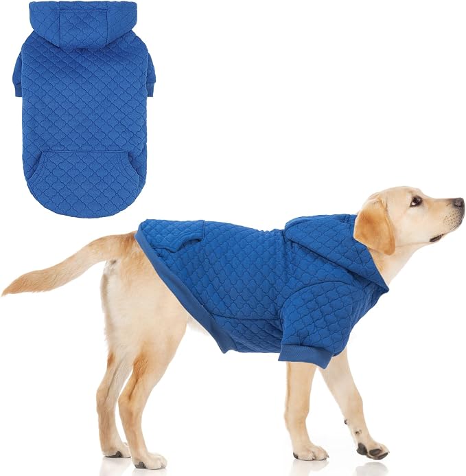 KOOLTAIL Dog Hoodie for Small Medium Large Dogs, Ultra-Warm & Soft Winter Fall Fleece Dog Hooded Sweatshirt Clothes Sweater, Lightweight Pullover Coat for Boy Girl Bulldog Pitbull Puppy Cats,Blue M-L