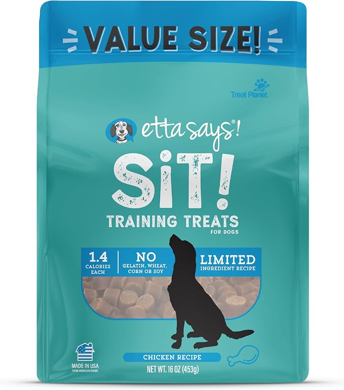 Sit Training Treats - All Natural Chicken Soft Treats for Dogs - Made in The USA - Soft & Chewy for Small, Medium & Large Dogs or Puppies