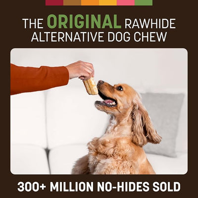 Earth Animal No Hide Chews - Long Lasting Rawhide Free Small Dog Chews Rolls, Pork - 2 Count