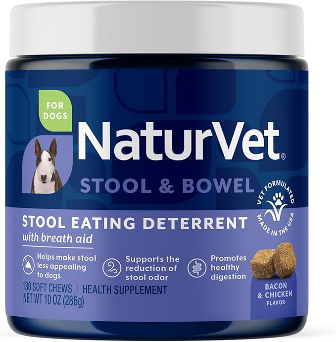 Coprophagia Stool Eating Deterrent – Deters Dogs from Consuming Stool – No Poop Eating for Dogs - Enhanced with Breath Aid Freshener, Enzymes & Probiotics – 130 Soft Chews
