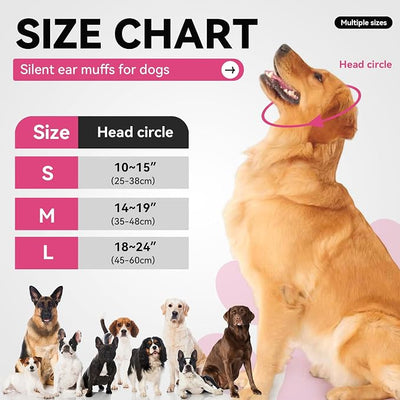 Dog Ear Covers for Bath, Dog Ear Muffs Noise Protection, Elastic Waterproof Ear Protector with Calming Hoodie Design for Fireworks, Vet Visits, Grooming (Rose, Large)