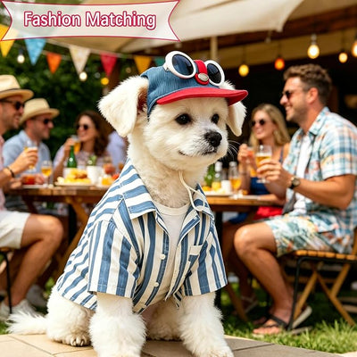 2 Pcs Pet Baseball Cap and Sunglasses, Dog Sun Hat with Ear Holes, Summer Adjustable Buckle Visor Caps for Cats, Small Medium Dogs (Red, Medium)