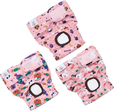 CuteBone Dog Diapers Female Washable Small Medium Large 3 Pack Reusable Doggie Diapers Puppy Period Pants for Doggy Heat Cycle Peeing