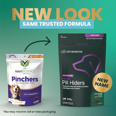 VetriScience Extra Large Pinchers Pill Hiders Chews Non-Greasy Pill Wrap with Probiotics for Dogs, Disguise Pills, Capsules & Tablets, Gut & Immune Health, Peanut Butter, 45 Counts, 2 Pack