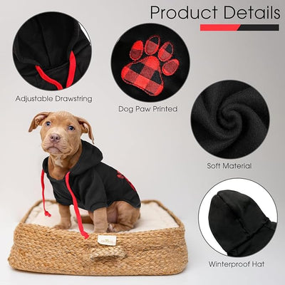 SAWMONG Dog Hoodie,Flannel Pet Hooded Sweater with Hat Puppy Pullover Sweater Shirt,Dog (Black,3XL)