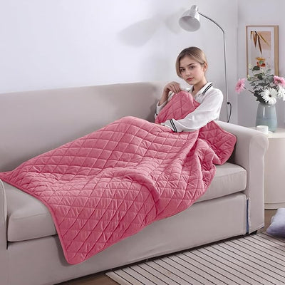 Portable Heated Blanket Soft Warm Heated Lap Rechargeable Electric Throw for Camping Car Travel Use No Battery