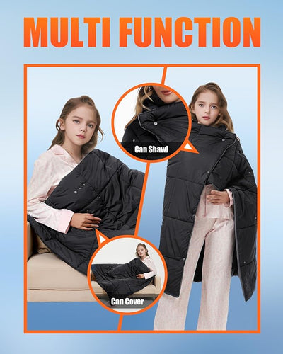 CYCYHEAT Kids Heated Blanket Battery Operated - Boys and Girls 7.4V DC Portable Cordless USB Heating Blanket for Outdoors