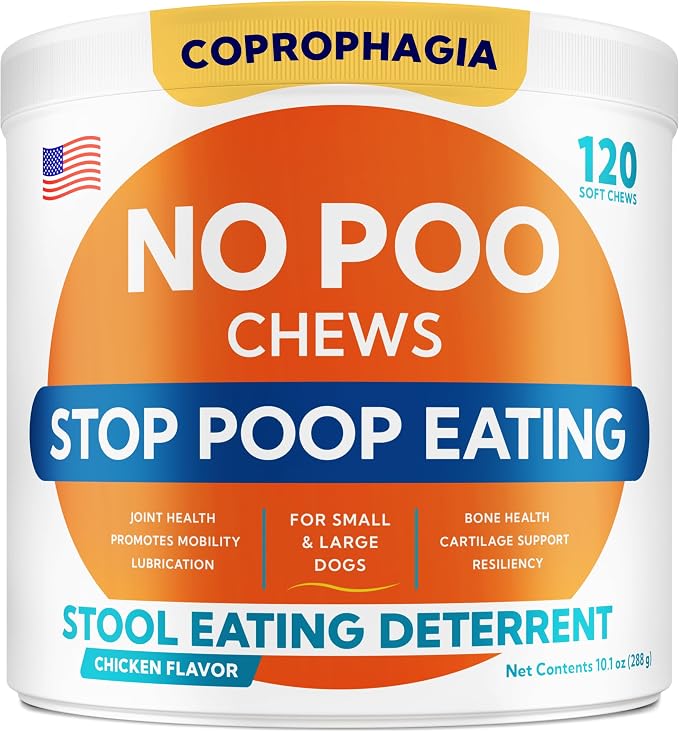 No Poo Chews for Dogs - Coprophagia & Stool Eating Deterrent with Probiotics, Digestive Enzymes & Breath Aid Support - Stop Dog Poop Eating - Made in USA - 120 Soft Chews