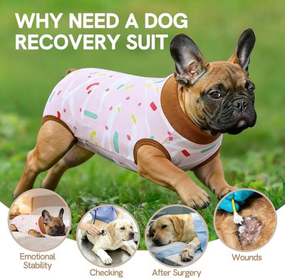 SAWMONG Recovery Suit for Dogs Female Male, Breathable Dog Onesie Body Suit After Surgery Spay Neuter, Professional Pet Surgical Suit, Substitute E-Collar Cone (Pink, L)