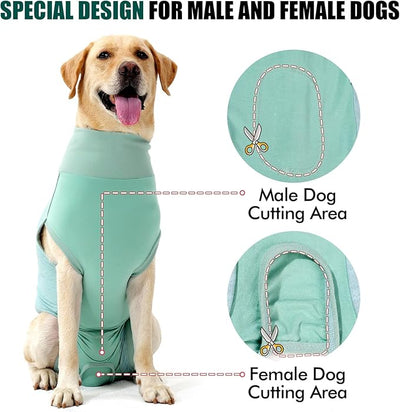 Dotoner Dog Surgery Recovery Suit for Male Female Neuter Anti-Lick Abdominal Wounds Bite Protective Outfit Alternative E-Collar & Cone Breathable Spay for Medium Large Dogs