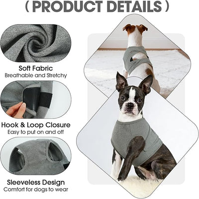 BRKURLEG Chest Recovery Suit for Dogs, Dog Chest Wound Cover, Breathable & Soft Pet Surgery Recovery Suit, Anti-Licking Wound Vest, Not for Spay/Neuter Surgeries, Pet Cone Alternative, Grey L