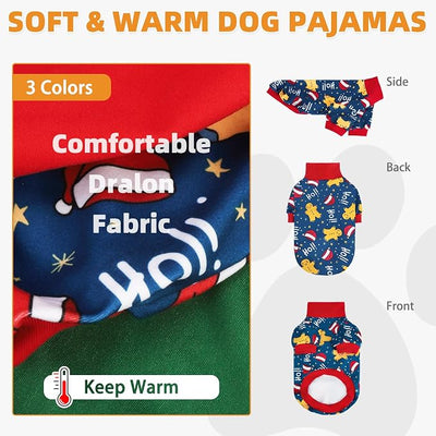 KOOLTAIL Christmas Dog Sweater, 3 Pack Fleece Dog Shirt Turtleneck Pullover Clothes for Small Medium Large Dogs, Fuzzy Soft Warm Pet Winter Cold Weather Coats for Puppy Cats Girls Boys, Red & Green SM