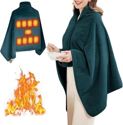 Heated Blanket Electric Throw Shawl Wraps for Women USB Powered Fast Heating Electric Blanket Zipper Fleece Warm Shawl