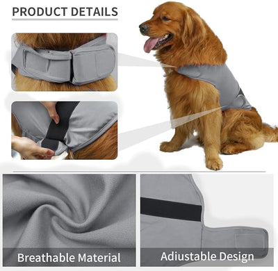 Comfort Dog Anxiety Relief Coat, Dog Anxiety Calming Vest Wrap for Thunderstorm,Travel,4th of July Fireworks,Vet Visits,Separation Anxiety Relief for Dogs (S, Light Gray)