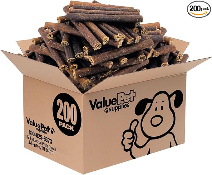 ValueBull Collagen Sticks for Dogs, 6 Inch Thick Chews, Natural Long-Lasting Dog Treats, 200 Count Bulk Pack - Supports Joints, Skin & Coat with Chondroitin & Glucosamine