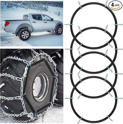 BBTO 4 Pcs Light Truck Traction Chain Rubber Tightener Grip Light Truck/SUV Tire Tensioner Adjuster Tire Chain Tensioner for Wheels/Rims Sized from 16 up to 19.5 Inches in Diameter