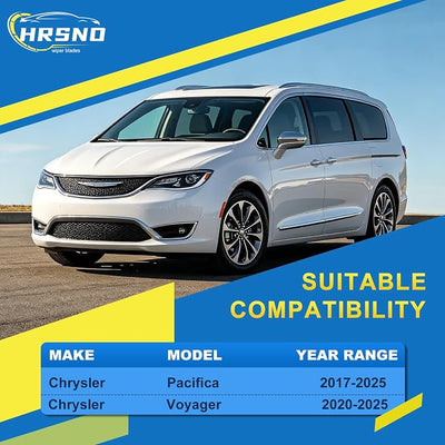 HRSNO® Wiper Blades:3-Pack Windshield Wipers for Chrysler Pacifica 2017-2025-All-Season Beam Design-Quiet Streak-Free-Exact Fit Replacement for Chrysler Cars (26"/20"/14")