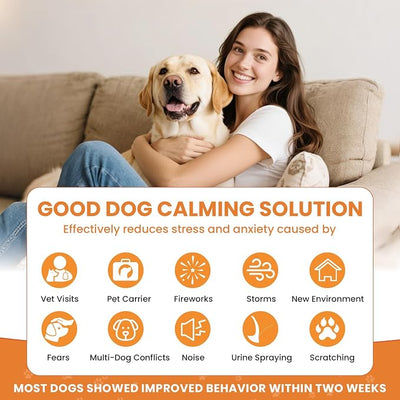 Dog Calming Diffuser, 4 in 1 Puppy Pheromones Calming Diffuser, Relaxing Pheromone Plug in Kit for Dogs Relief Stress Anxiety Fighting Scratching Peeing Accidents, 2 Diffuser 2 Refill(48ml)