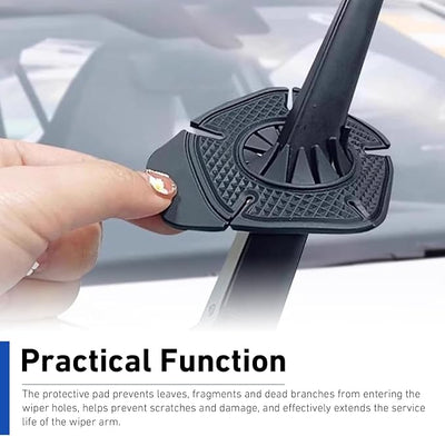 WZP 2PCS Car Wiper Arm Hole Protection Pad, Silicone Wiper Hole Protective Cover, Anti-Leaf Dust-Proof Front Windshield Wipers Pivot Protective Guards, Universal for Most Cars, SUVs, Trucks (Black)
