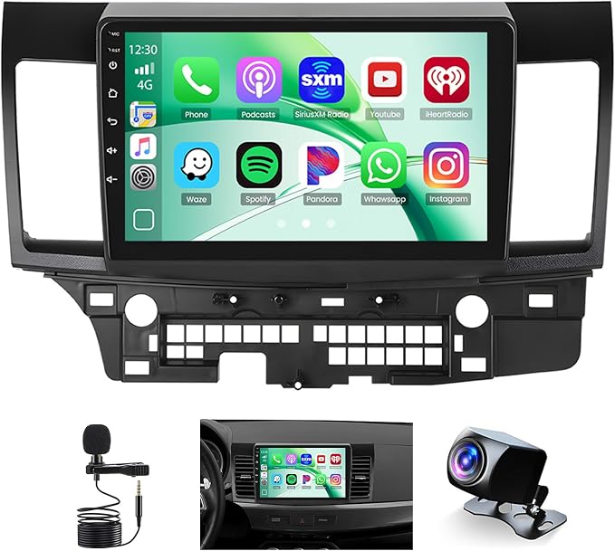 Inefala 4G 128G for Mitsubishi Lancer 2007-2012 Radio CarPlay 10.1" Incell Touchscreen Car Stereo Android 15 Android Auto Bluetooth 5.0 GPS WiFi 15UI Backup Camera