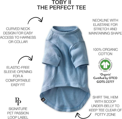 Pet Passion Toby II - The Perfect Tee, 3 Pack Short Sleeve Pet T-Shirt 100% Organic Cotton Tees Clothes for Small, Medium, Large Dogs, Navy Ombre, Large (40-60 lbs)