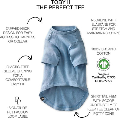 Pet Passion Toby II - The Perfect Tee, 3 Pack Short Sleeve Pet T-Shirt 100% Organic Cotton Tees Clothes for Small, Medium, Large Dogs, Navy Ombre, Medium (20-45 lbs)