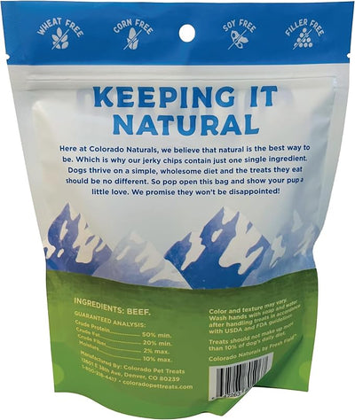 Colorado Naturals Beef Jerky Chips Dog Treats, 6 oz – All-Natural, Made in USA, No Fillers or Preservatives – Great for Muscle Development